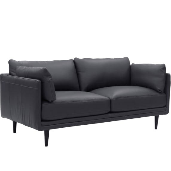 Lennox Madryn Black Coffee Leather Sofa - 2.5 Seater color Black Coffee