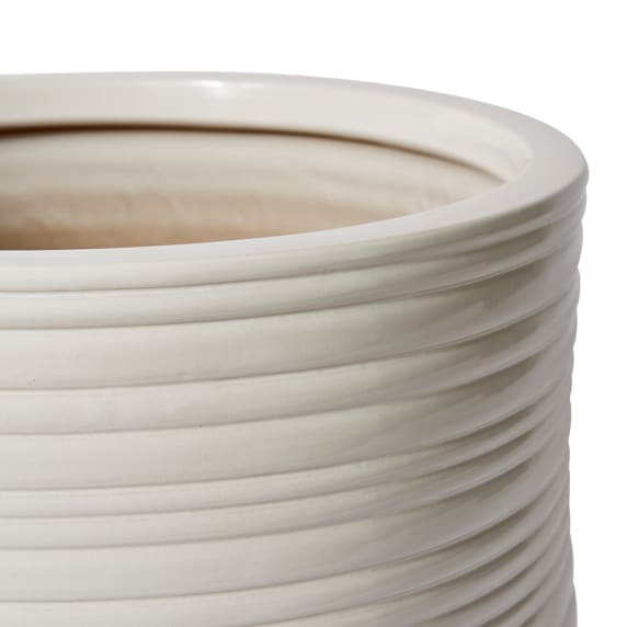 Henley Ceramic Planter & Saucer White - 42cm x 42cm x 32cm color White