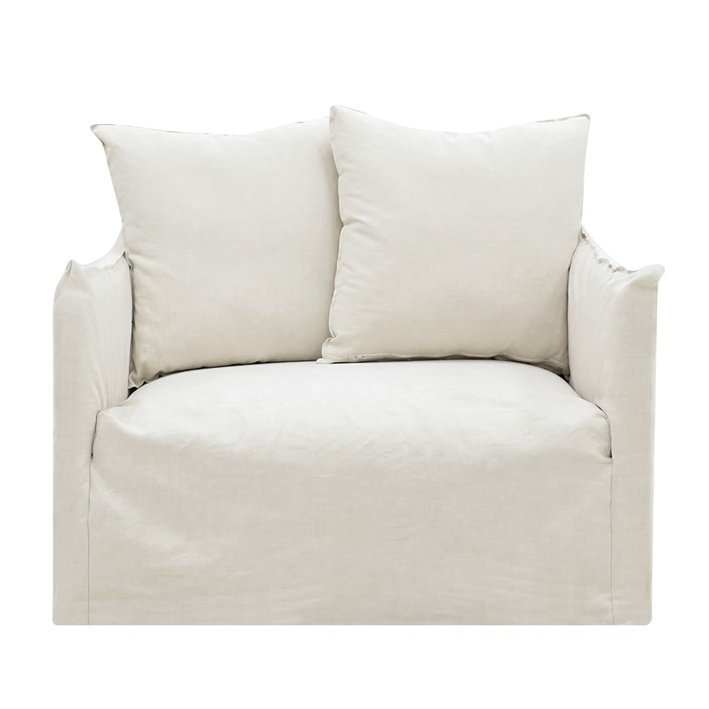 Como Linen Darling Chair Cover Pure White - 1.5 Seater