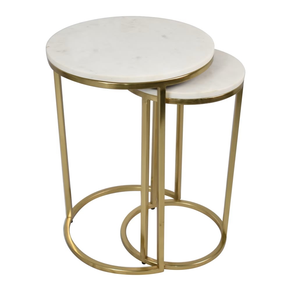 Mercer Marble Side Table Nested Set of 2 Gold James Lane
