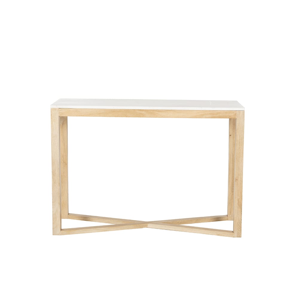 Milo Flute Mango Wood & Marble Top Console Table