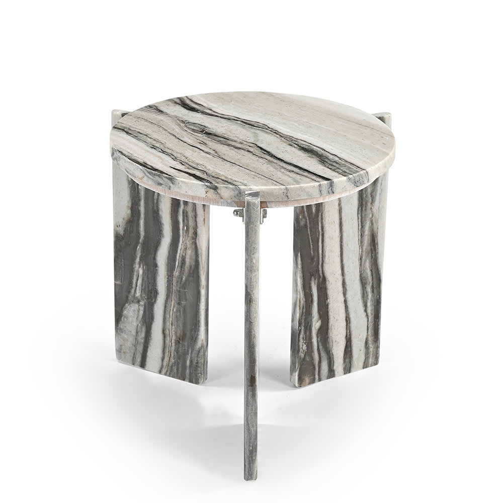 Capello White Black Viola Marble Side Table