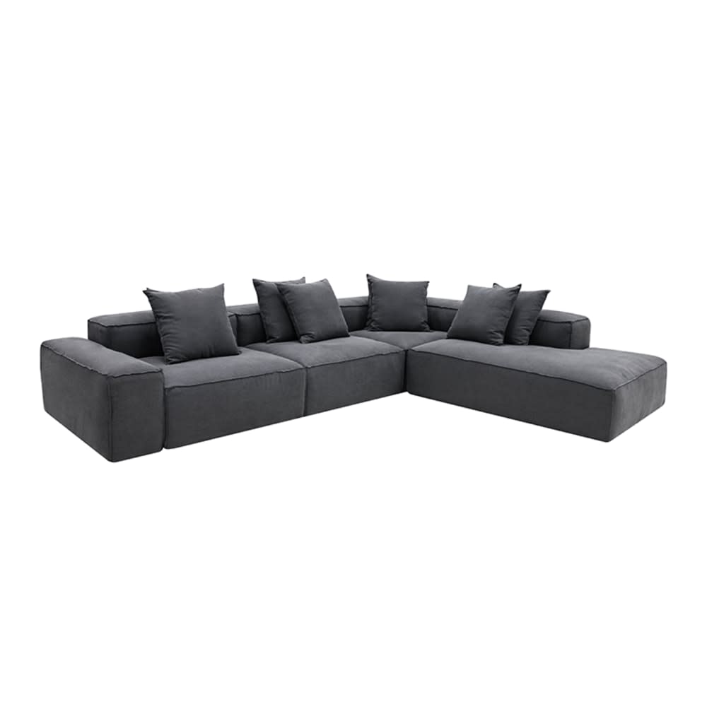 Riley Linen Charcoal Modular Sofa - 1x Arm, 2x Armless, 1x Right Terminal
