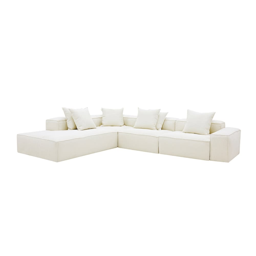 Riley Boucle Ivory Modular Sofa - 1x Arm, 1x Armless, 1x Left Terminal