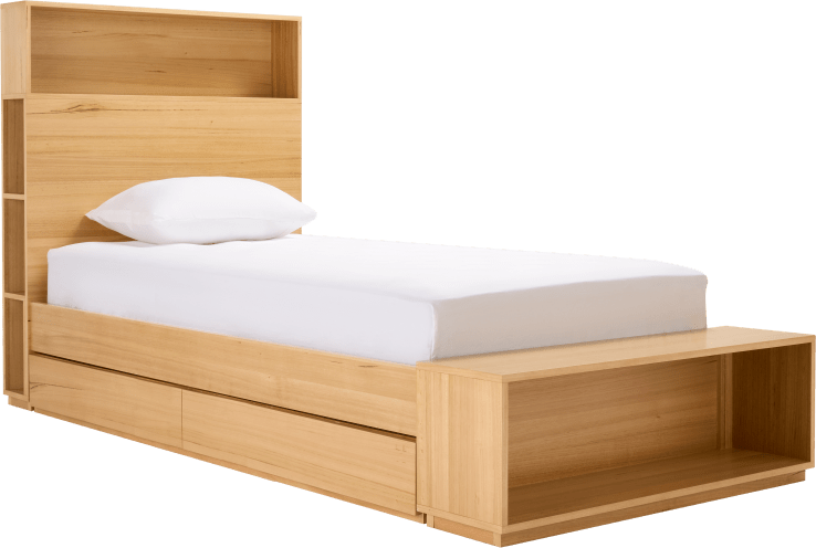 Zappy Storage Bed with Long Under Storage Drawer color Natural