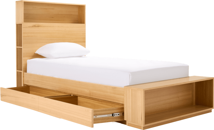 Zappy Storage Bed with Long Under Storage Drawer color Natural