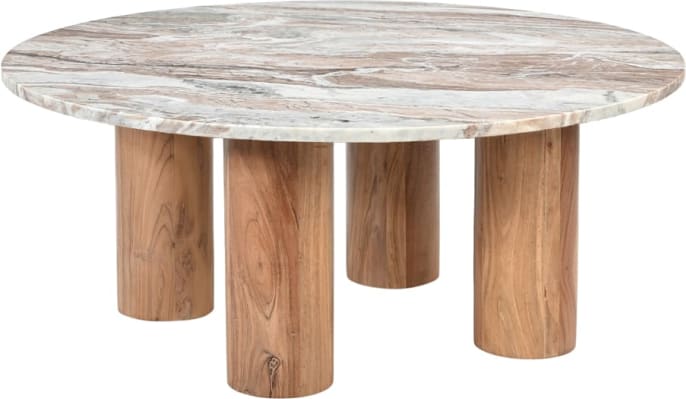 Adara Coffee Table Toronto Marble & Acacia Wood color Sawar Marble & Acacia