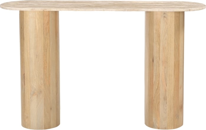 Adara Travertine & Mango Wood Console Table color Travertine & Mango