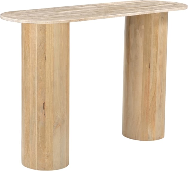 Adara Travertine & Mango Wood Console Table color Travertine & Mango