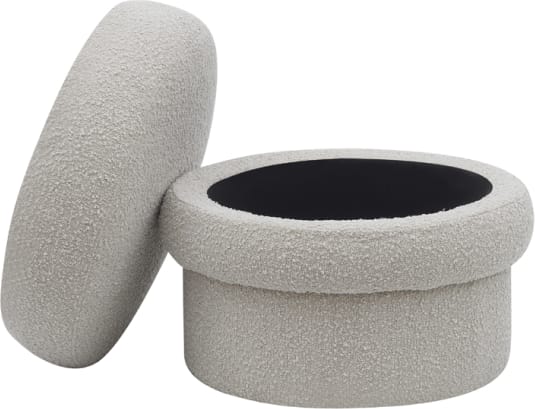 Bolo Mushroom Boucle Pumice Storage Ottoman color Pumice