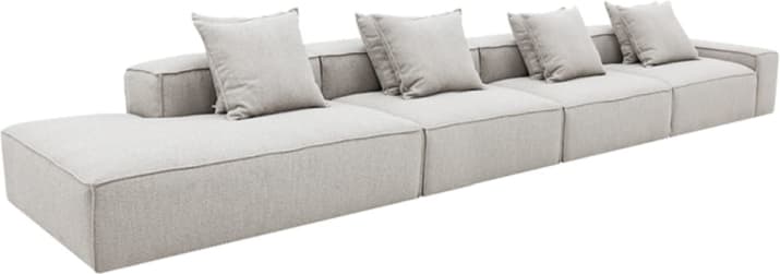 Riley Boucle Pumice Modular Sofa - 1x Arm, 3x Armless, 1x Left Terminal color Boucle Pumice
