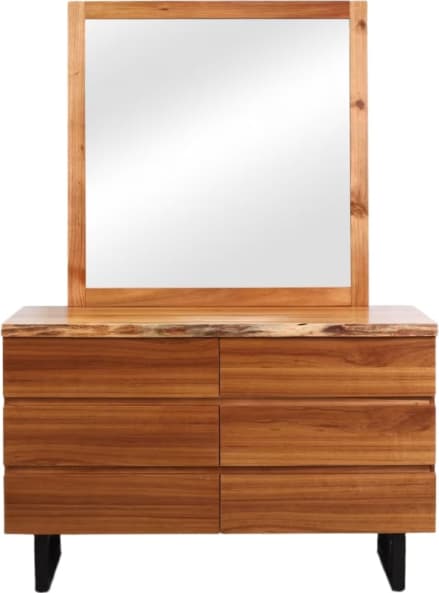 Croft Australian Blackwood Dresser With Mirror - 6 Drawer color Brown