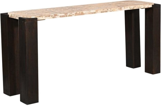 Cordoba Panther Marble & Mango Wood Console - 130 cm color Dark Brown
