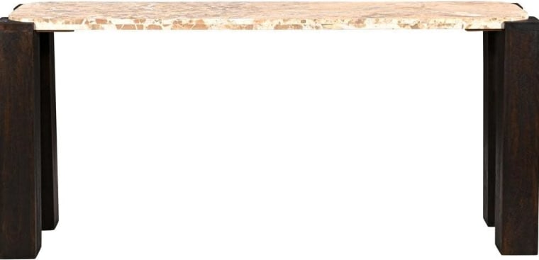 Cordoba Panther Marble & Mango Wood Console - 130 cm color Dark Brown