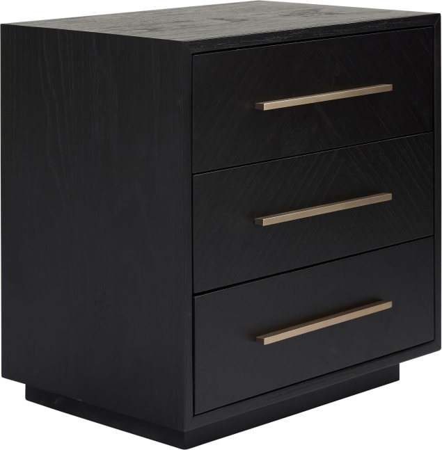 Livia Bedside Table - 3 Drawer color Black