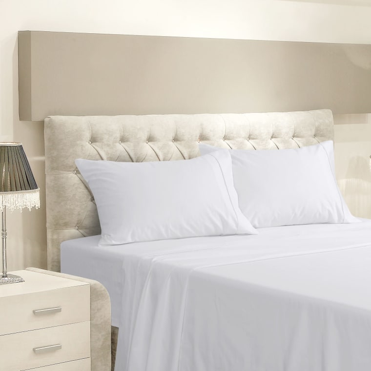 Eco Touch Cotton Sheet Set 30cm Drop Silver color White
