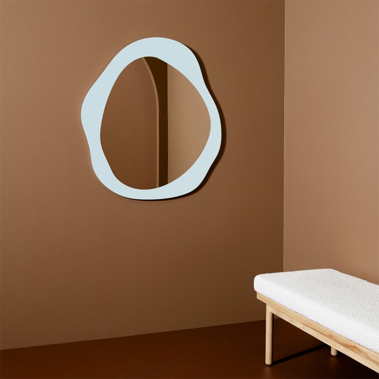 Aura Wall Mirror Powder Blue color Powder Blue