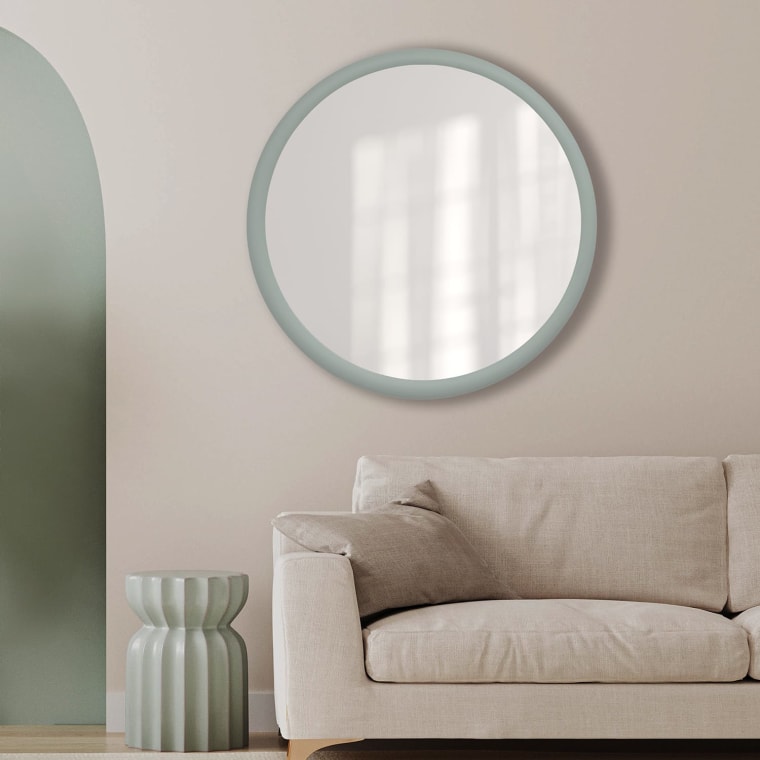Gertrude Round Wall Mirror Dusty Blue color Dusty Blue