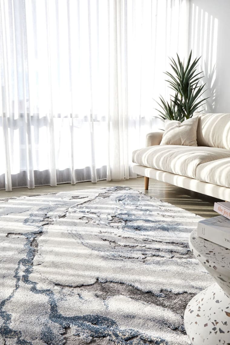 Mineral 222 Floor Rug Blue color Blue