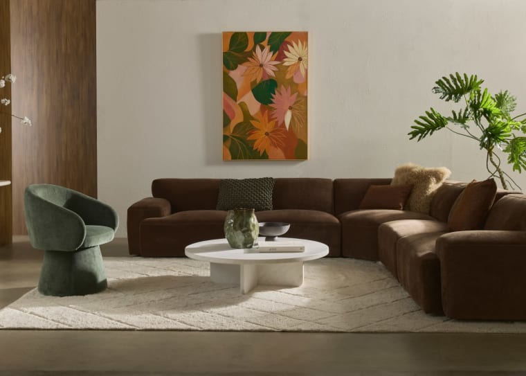Copenhagen Muse Chocolate Sofa - 5 Seater Wedge Corner Sofa color Muse Chocolate