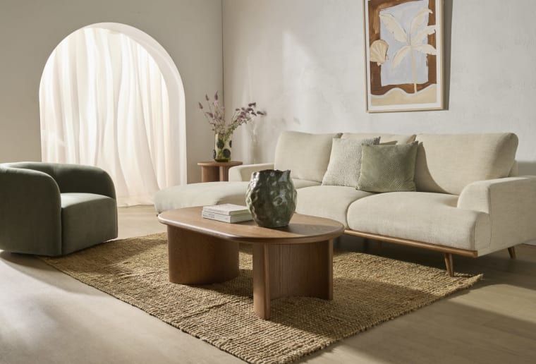 Dane Avon Mineral Chaise Sofa - 3 Seater color Avon Mineral