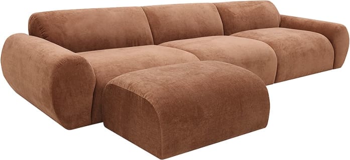 Malmo Muse Rust Sofa with Ottoman - 4 Piece color Muse Rust