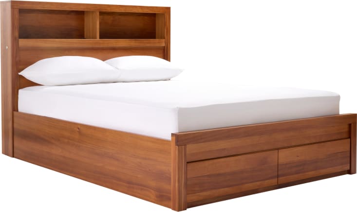 Clemence Blackwood Gaslift Bed Drawers Bookend with USB & LED color Blackwood