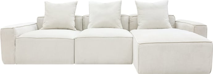 Riley Apt Muse Flax Chaise Sofa - 3 Seater color Muse Flax