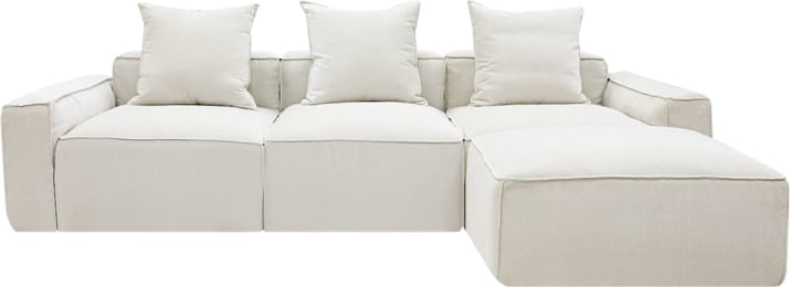 Riley Apt Muse Flax Sofa - 3 Seater and Ottoman color Muse Flax