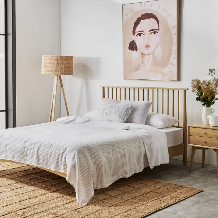 Larsen Bed Natural White Wash color Natural White Wash