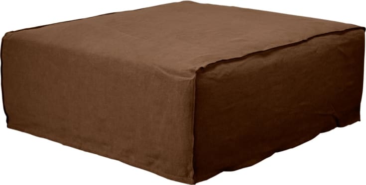 Como Linen Square Ottoman Cocoa - 100cm x 100cm color Linen Cocoa