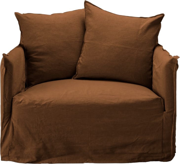 Como Linen Darling Chair Cover Cocoa - 1.5 Seater color Linen Cocoa