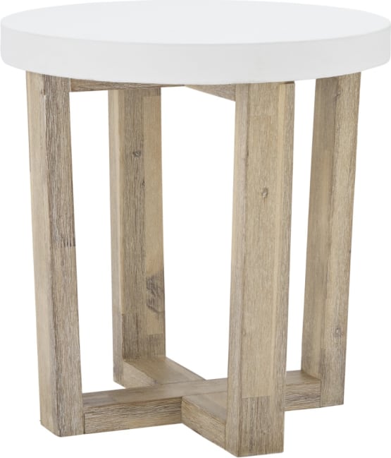 Nova Side Table Acacia and White Concrete color White