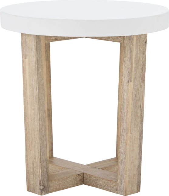 Nova Side Table Acacia and White Concrete color White