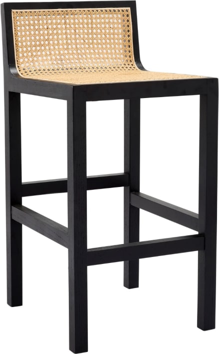 Zeta Black & Rattan Counter Stool color Black