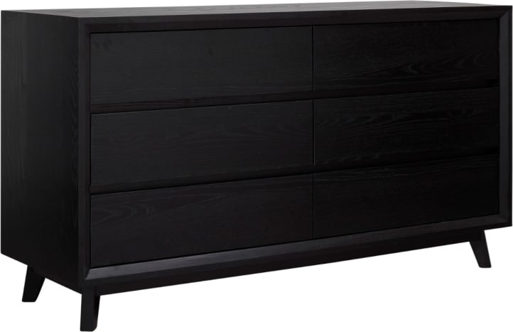 Morgan Oak Dresser Black - 6 Drawer color Black