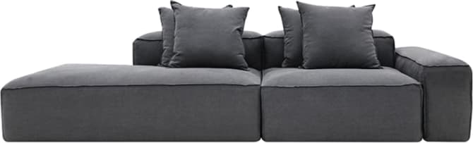 Riley Linen Charcoal Modular Sofa - 1x Arm, 1x Armless, 1x Left Terminal color Linen Charcoal