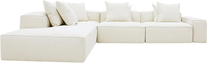 Riley Boucle Ivory Modular Sofa - Arm, 2x Armless, Corner, Left Terminal color Boucle Ivory