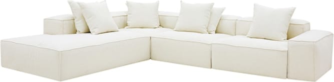 Riley Boucle Ivory Modular Sofa - Arm, 2x Armless, Corner, Left Terminal color Boucle Ivory