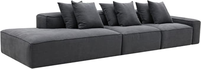 Riley Linen Charcoal Modular Sofa - 1x Arm, 2x Armless, 1x Left Terminal color Linen Charcoal