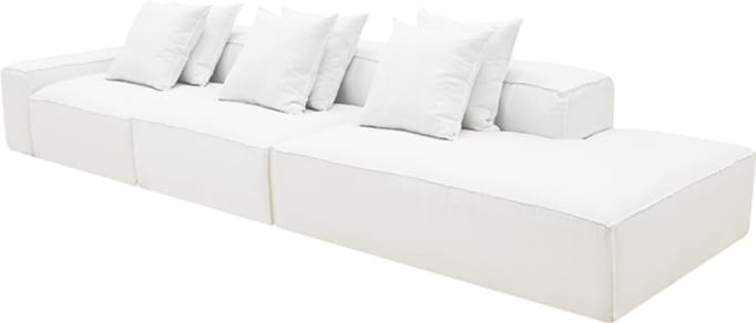 Riley Linen Pure White Modular Sofa - 1x Arm, 2x Armless, 1x Right Terminal color Linen Pure White
