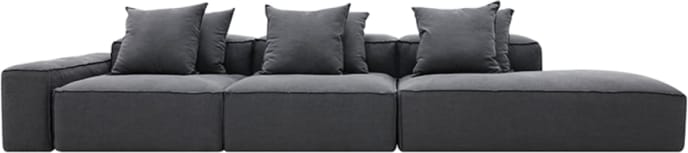 Riley Linen Charcoal Modular Sofa - 1x Arm, 2x Armless, 1x Right Terminal color Linen Charcoal