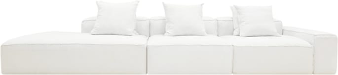 Riley Linen Pure White Modular Sofa - 1x Arm, 2x Armless, 1x Left Terminal color Linen Pure White
