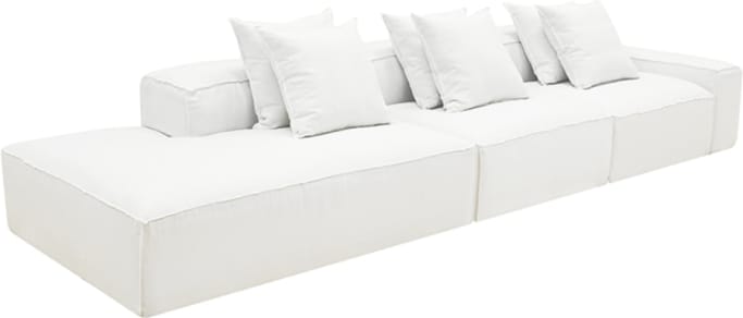 Riley Linen Pure White Modular Sofa - 1x Arm, 2x Armless, 1x Left Terminal color Linen Pure White