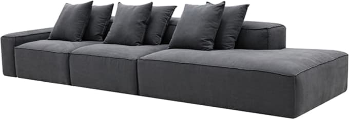 Riley Linen Charcoal Modular Sofa - 1x Arm, 2x Armless, 1x Right Terminal color Linen Charcoal