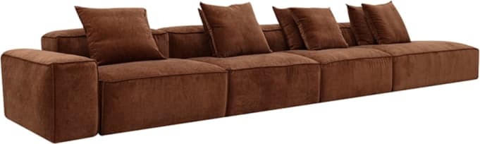Riley Muse Rust Modular Sofa - 1x Arm, 3x Armless, 1x Right Terminal color Muse Rust