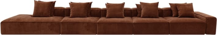 Riley Muse Rust Modular Sofa - 1x Arm, 4x Armless, 1x Left Terminal color Muse Rust