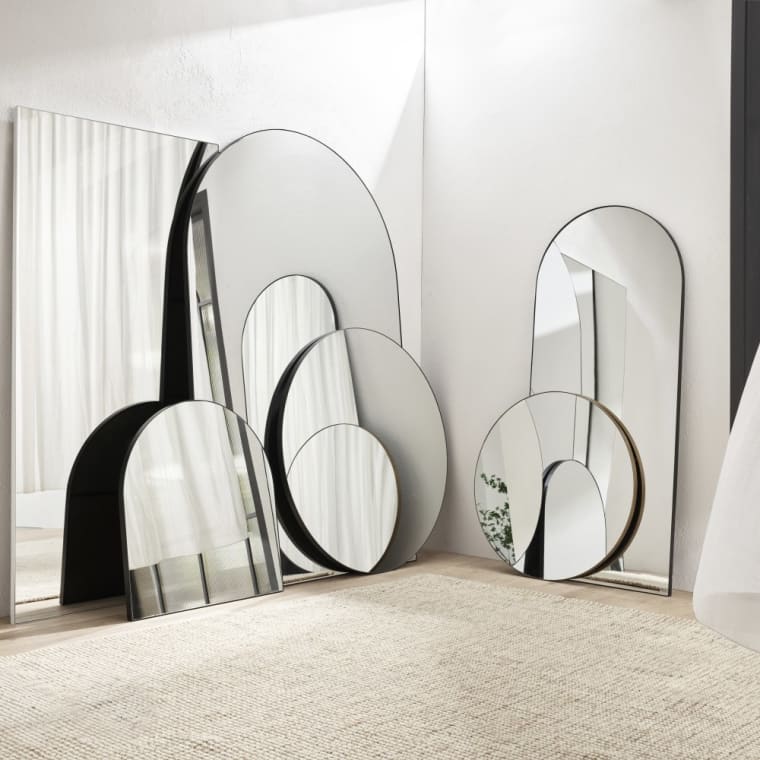 Minim Round Wall Mirror Black - 120cm color Black