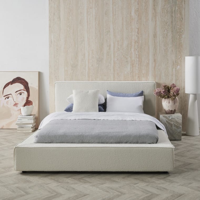 Riley Boucle Ivory Bed Frame color Boucle Ivory