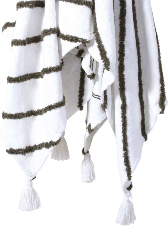 Felix Throw Cotton Green/ White 160cm x 130cm 